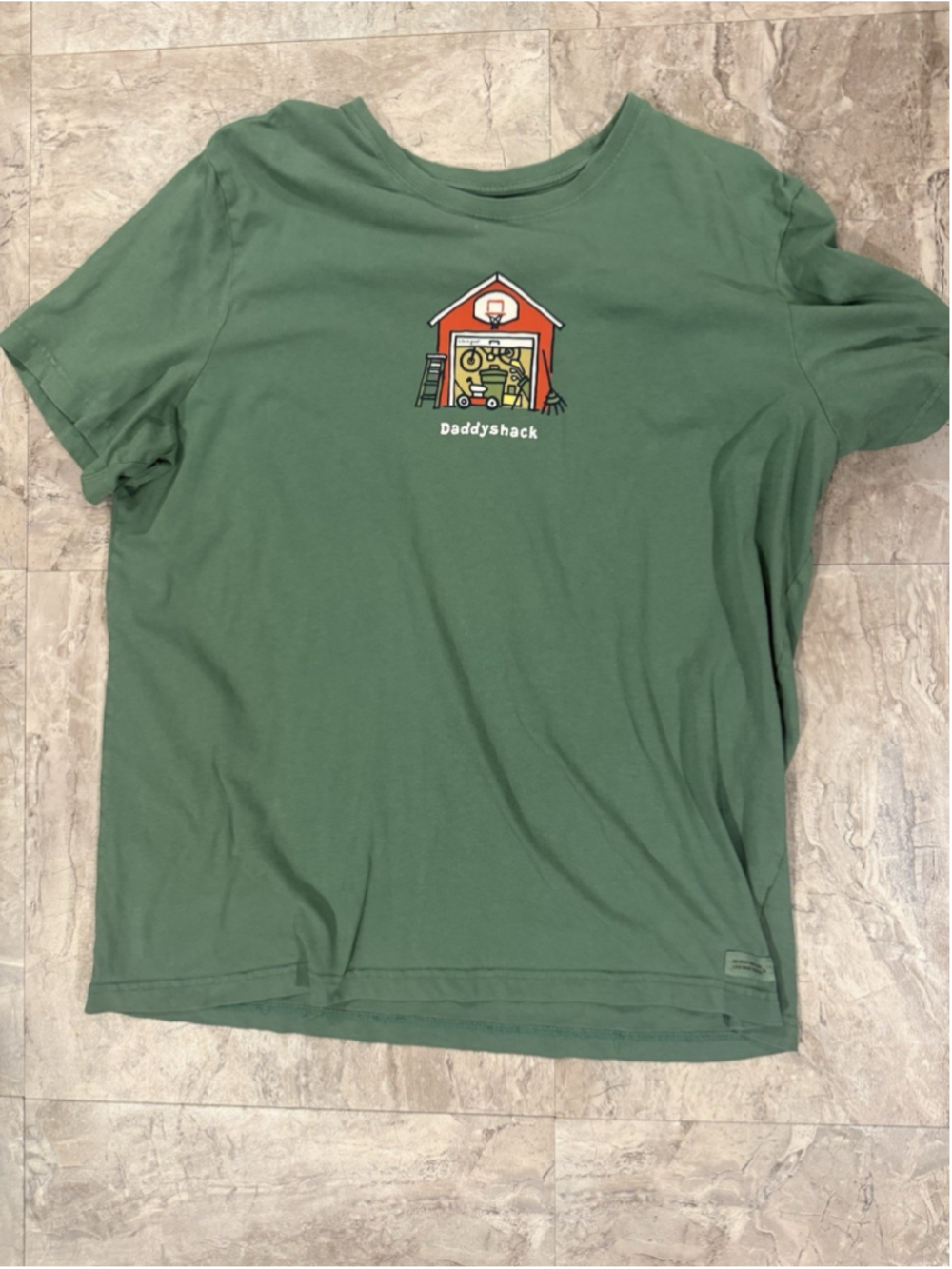 Life Is Good Daddy Shack Mower T-Shirt Green Men's XXL Golf Outdoor Dad
